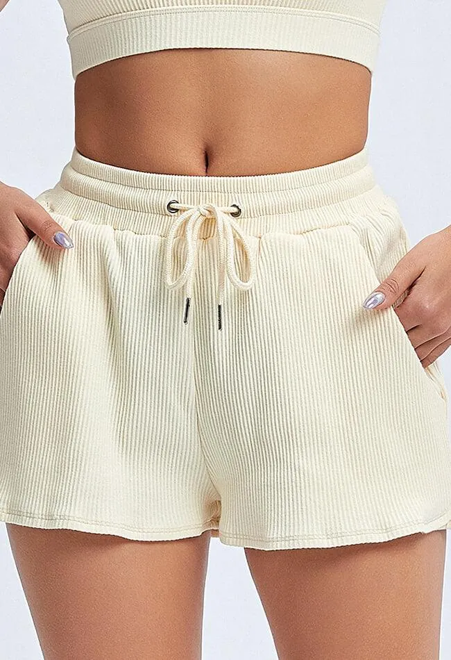 Ribbed Drawstring Loose Shorts - Sadie