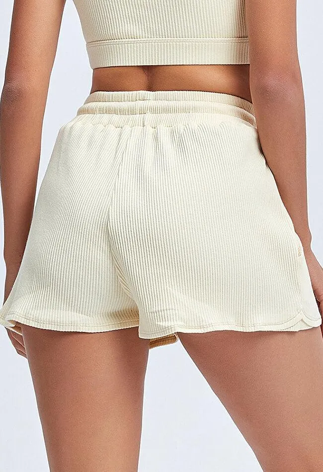 Ribbed Drawstring Loose Shorts - Sadie