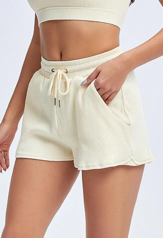 Ribbed Drawstring Loose Shorts - Sadie