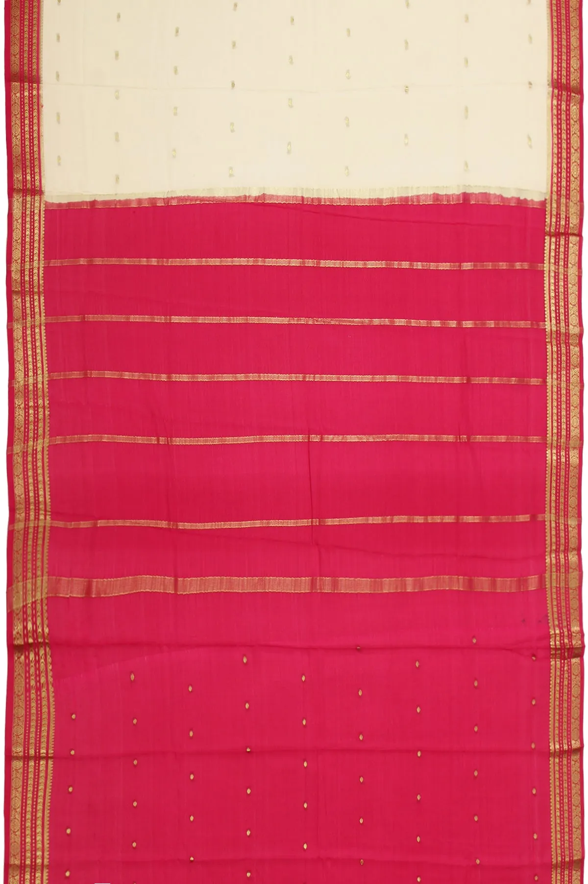 Sandal Mysore Silk Saree with Flower Butta Border