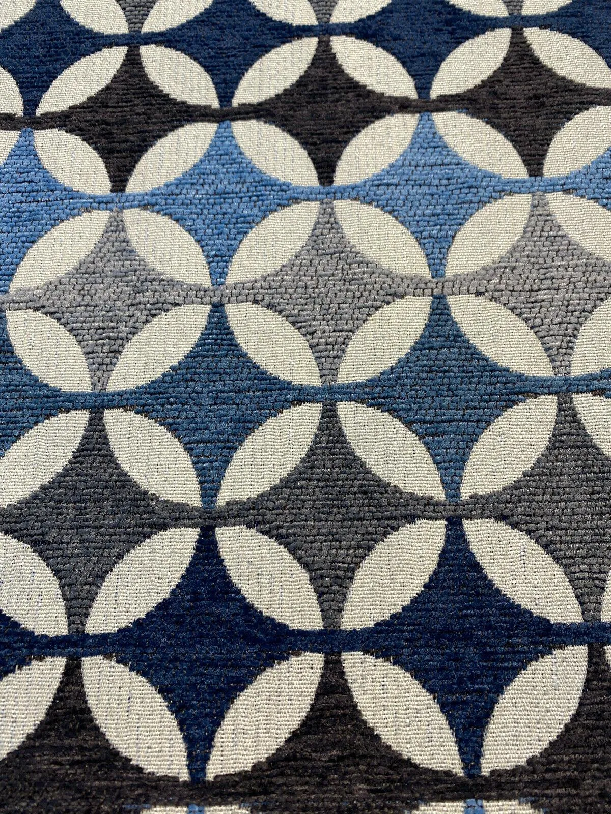 Savoy Seabreeze Blue Circles Upholstery Chenille Fabric By the Yard
