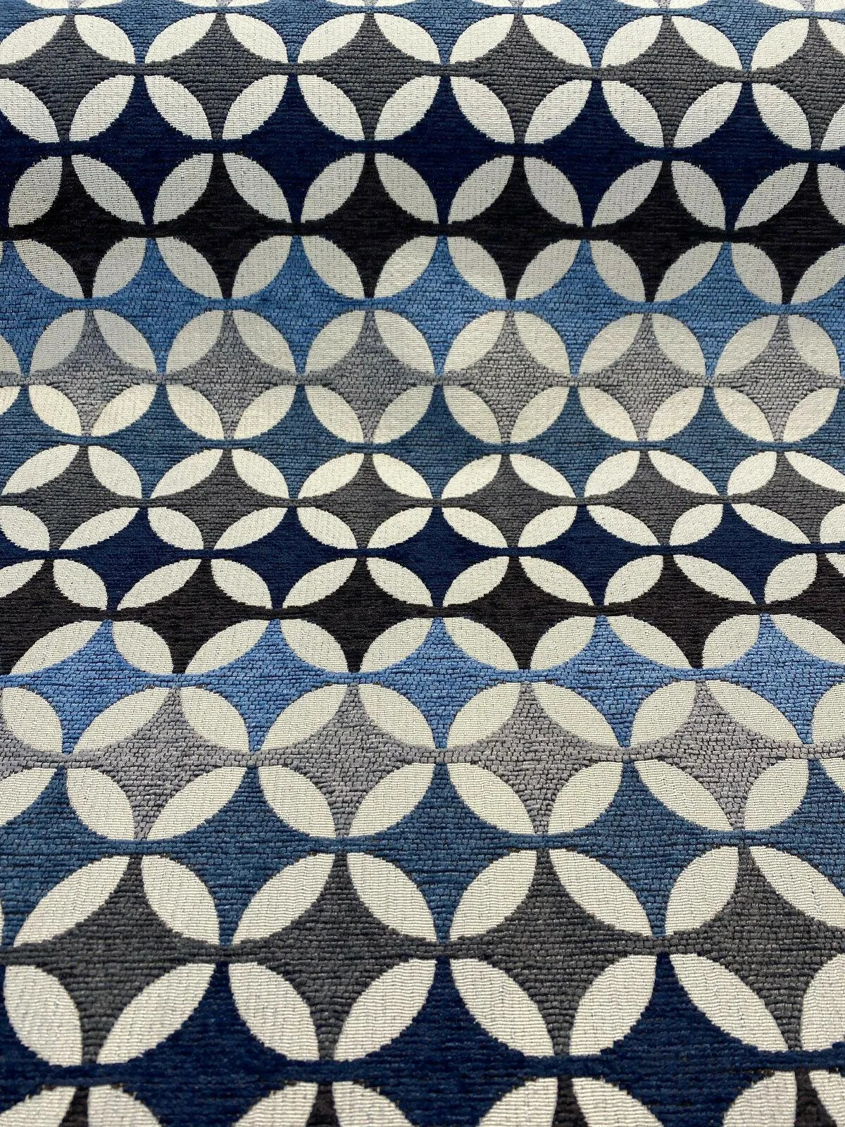 Savoy Seabreeze Blue Circles Upholstery Chenille Fabric By the Yard