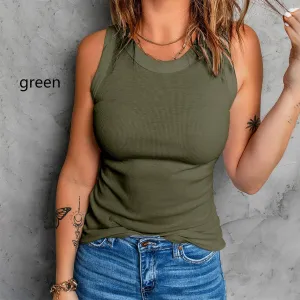 Sleeveless Basic Cami Tank Tops - Green