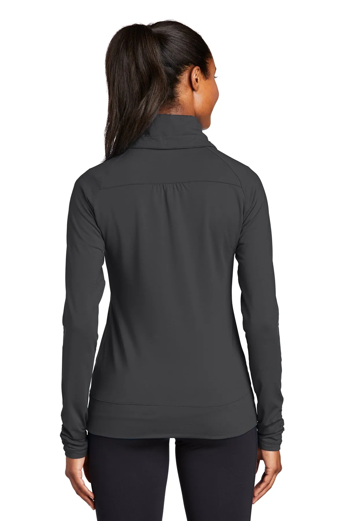 Sport-Tek Ladies Sport-Wick Stretch Branded Full-Zip Jackets, Charcoal Grey
