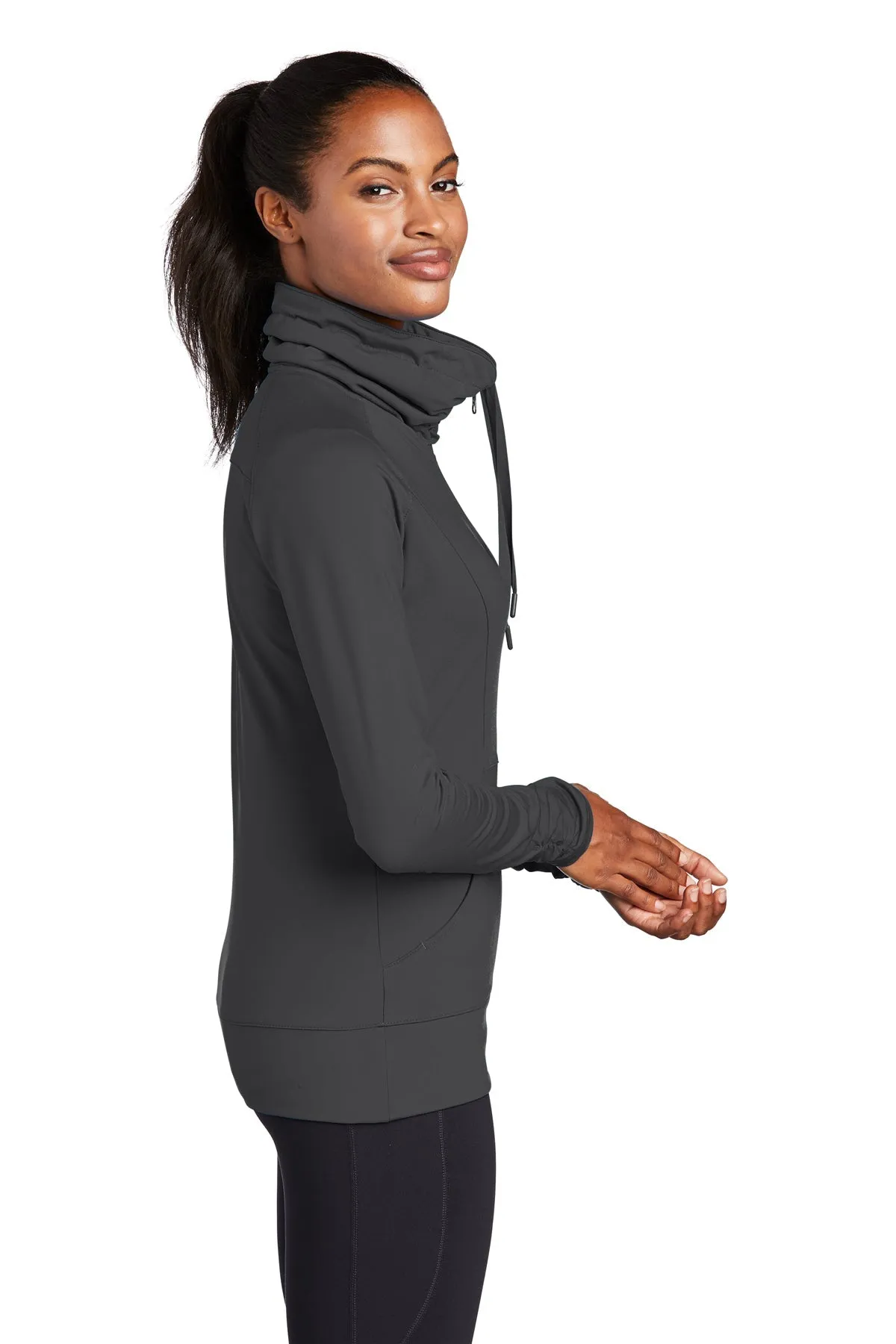 Sport-Tek Ladies Sport-Wick Stretch Branded Full-Zip Jackets, Charcoal Grey