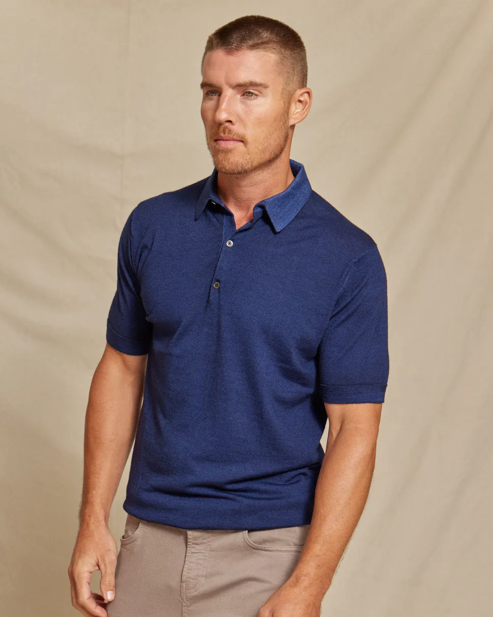 The Cillian - SS Lightweight MERINOmax Polo - Navy
