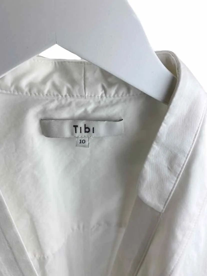 Tibi Women's Jones Asymmetrical Button Shirt White Size 10