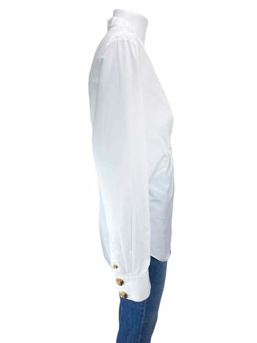 Tibi Women's Jones Asymmetrical Button Shirt White Size 10