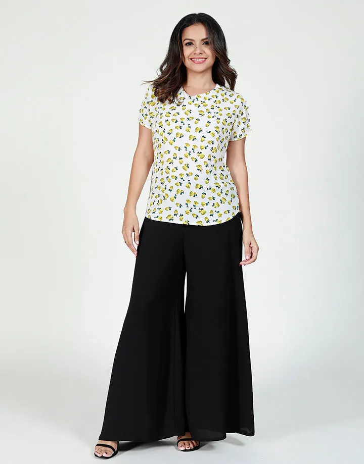 V-Neck Blouse with Metallic Buttons