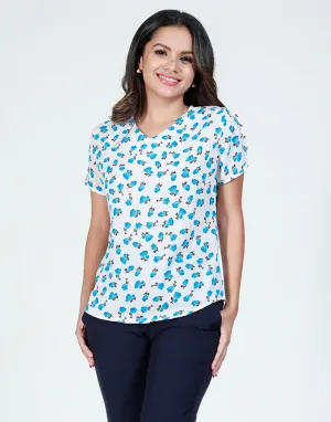 V-Neck Blouse with Metallic Buttons