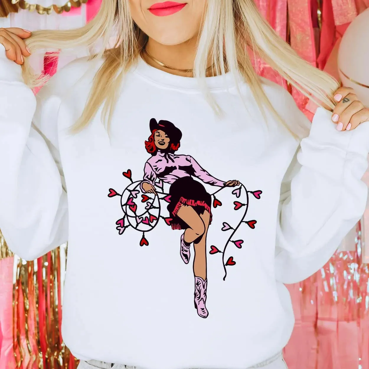 Valentine Cowgirl Sweatshirt or Tee