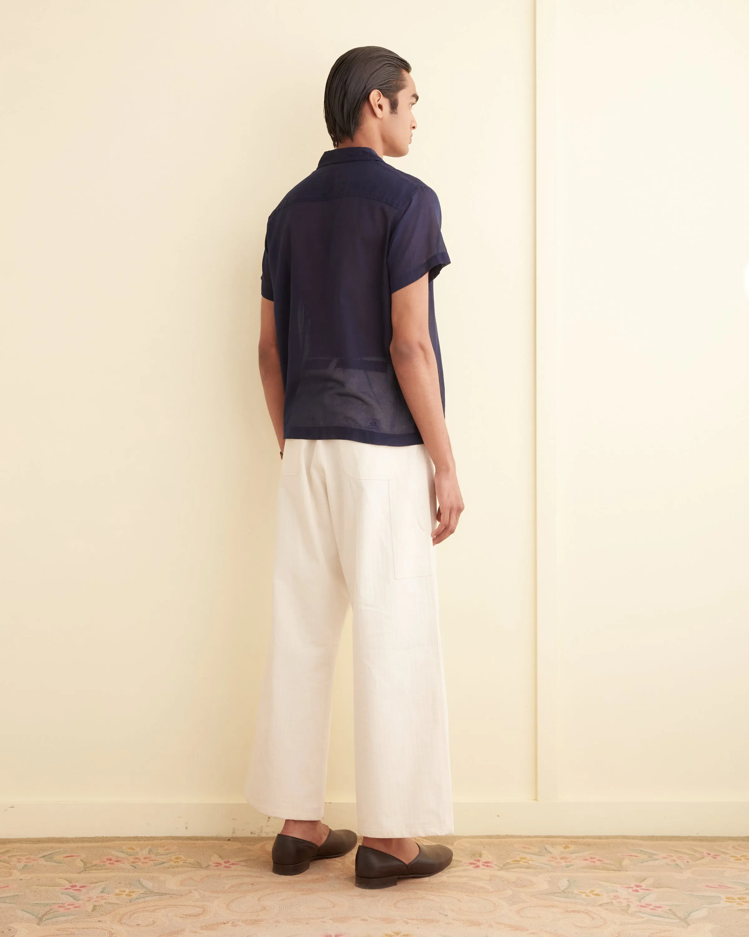 Voile Short Sleeve Shirt - Navy