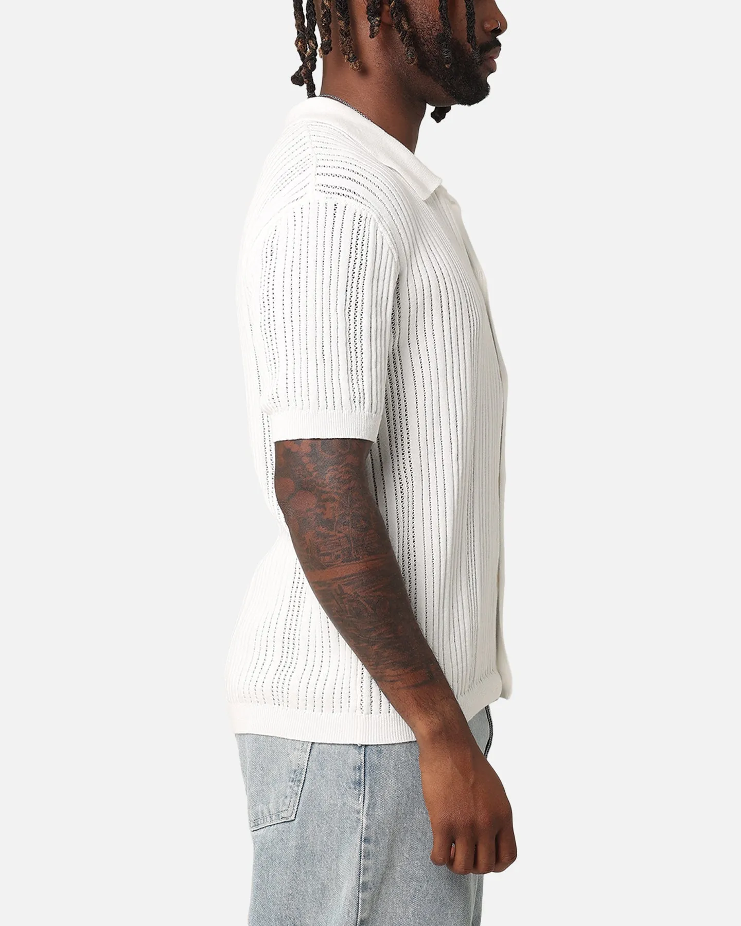 XXIII Elliot Knit Button Up Shirt White