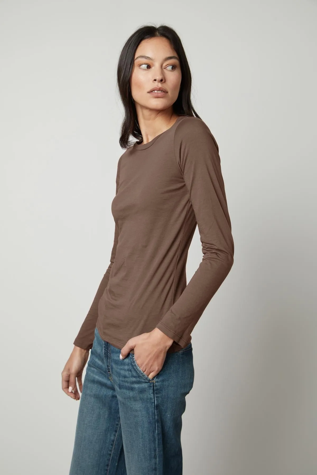 ZOFINA GAUZY WHISPER FITTED CREW NECK TEE