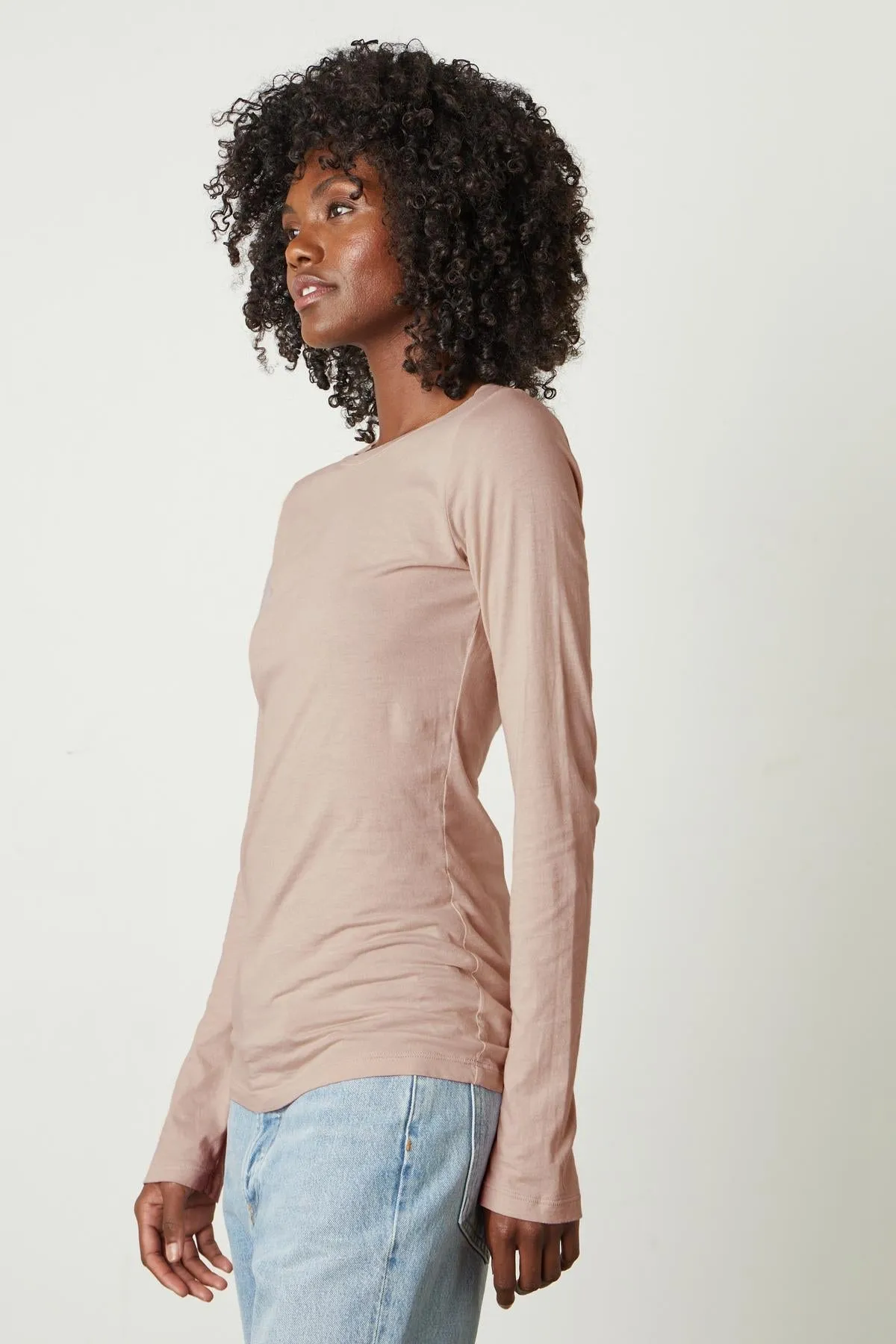 ZOFINA GAUZY WHISPER FITTED CREW NECK TEE