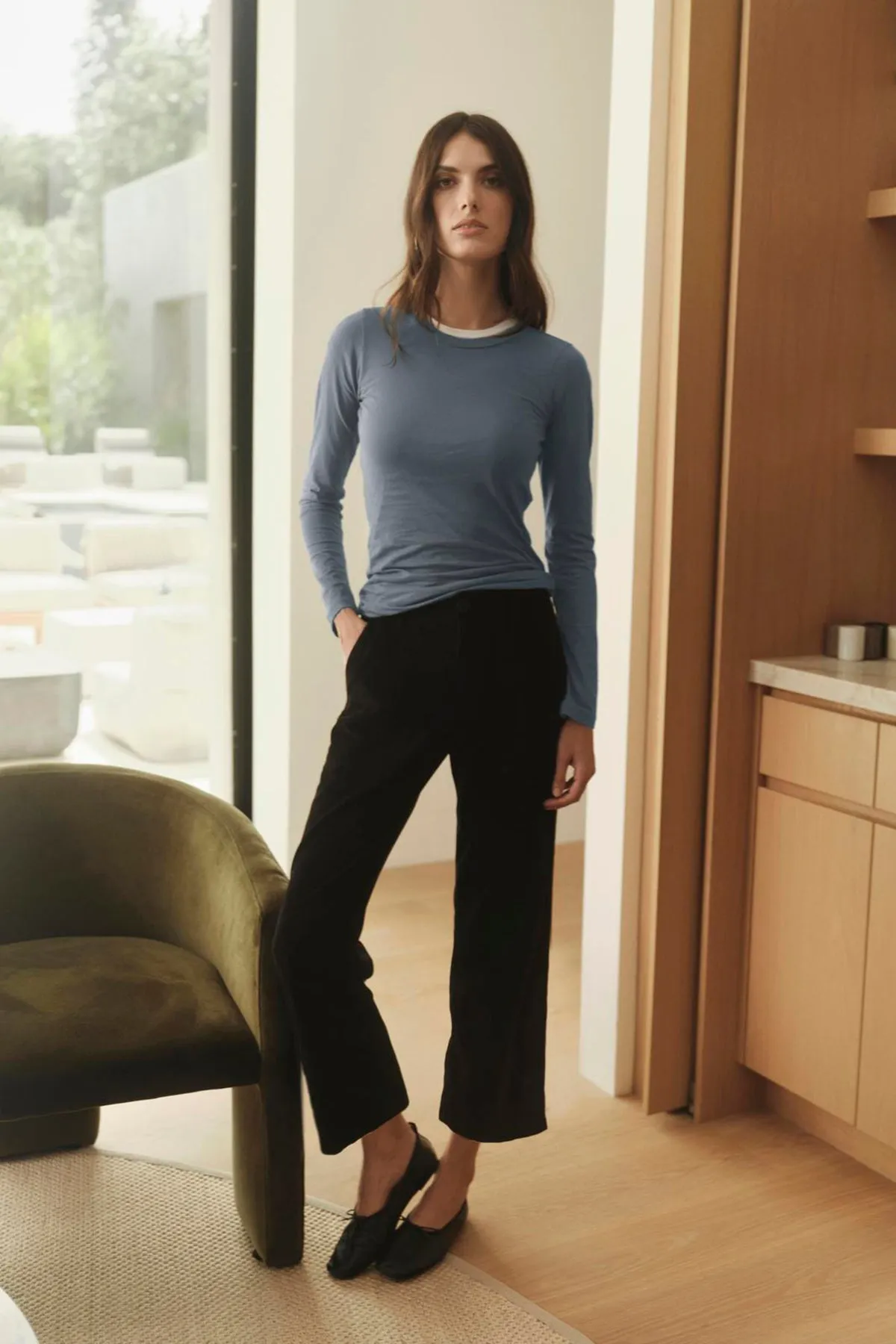 ZOFINA GAUZY WHISPER FITTED CREW NECK TEE